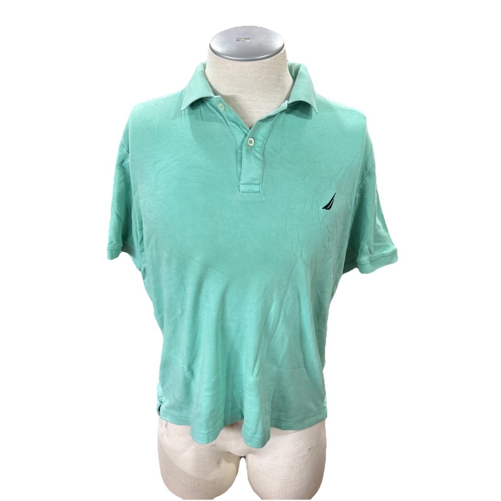 Nautica‎ Polo Shirt Size Large Mens Mint Green Short Sleeves